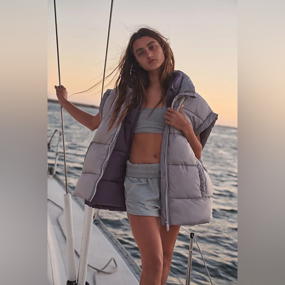 Free People In A Bubble Gray Puffer Vest